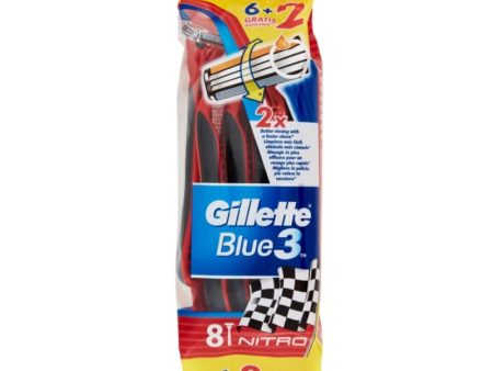 Blue 3 Nitro jednorazowe maszynki do golenia 6+2 szt. Online Hot Sale